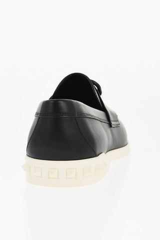 Leather Slip-on Shoes with Front Monogram
