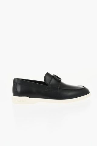 Leather Slip-on Shoes with Front Monogram