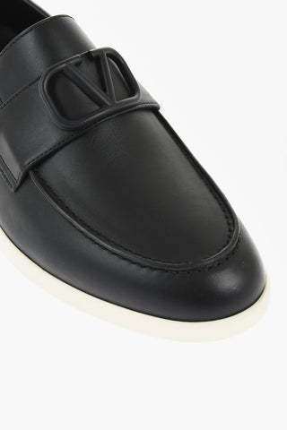 Leather Slip-on Shoes with Front Monogram