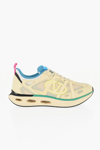 Leather V-LOGO Sneakers with Logo Patch