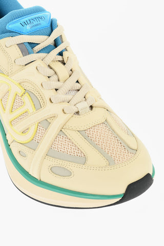Leather V-LOGO Sneakers with Logo Patch