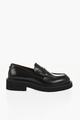 Leather Penny Loafers with Rubber Sole