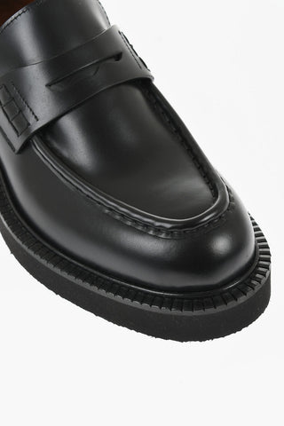 Leather Penny Loafers with Rubber Sole