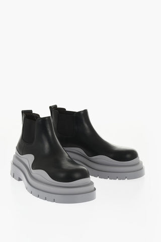Leather TIRE Chelsea Booties with Chunky Sole