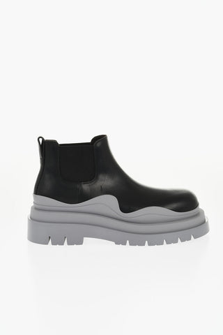 Leather TIRE Chelsea Booties with Chunky Sole