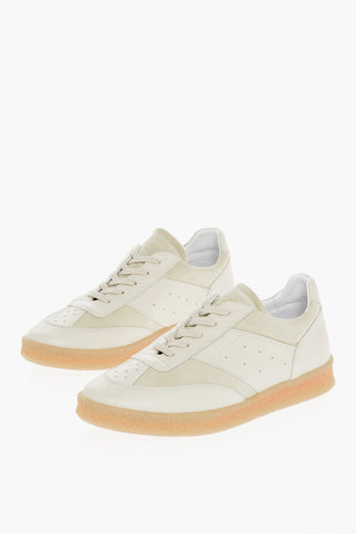 MM6 Leather Low Top Sneakers with Suede Trims
