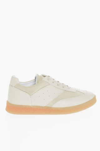MM6 Leather Low Top Sneakers with Suede Trims