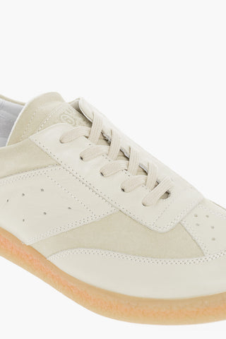 MM6 Leather Low Top Sneakers with Suede Trims