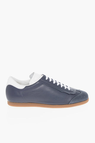 MM22 Niedrige Leder-Sneaker mit Wildleder-Details