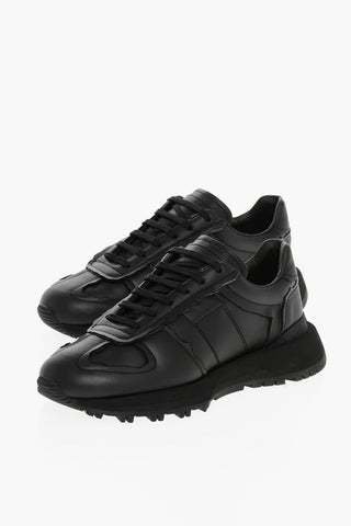 MM22 Solid Color Leather Low Top Sneakers