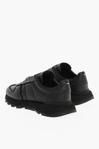 MM22 Solid Color Leather Low Top Sneakers