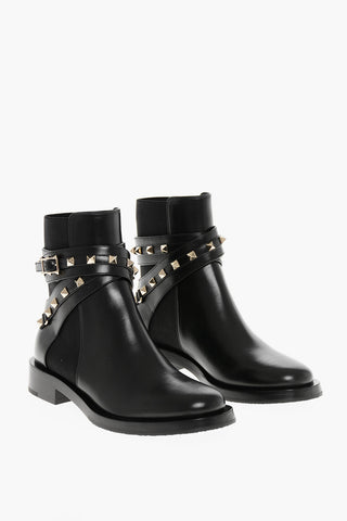 Leather ROCKSTUD Booties with Elastic Inserts