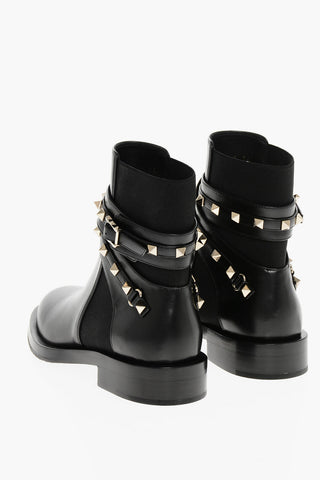 Leather ROCKSTUD Booties with Elastic Inserts