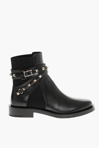 Leather ROCKSTUD Booties with Elastic Inserts