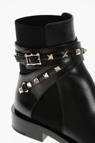 Leather ROCKSTUD Booties with Elastic Inserts