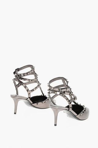 Pumps ROCKSTUD in Pelle Lamè con Borchie 7cm