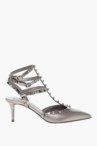 Pumps ROCKSTUD in Pelle Lamè con Borchie 7cm