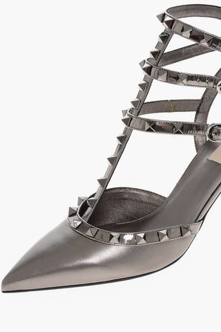Pumps ROCKSTUD in Pelle Lamè con Borchie 7cm