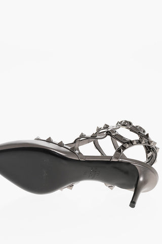 Pumps ROCKSTUD in Pelle Lamè con Borchie 7cm