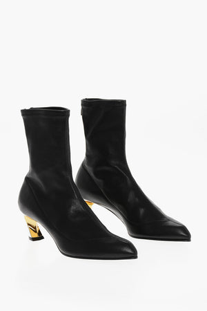 Stiefeletten aus Leder mit Statement-Absatz 6cm