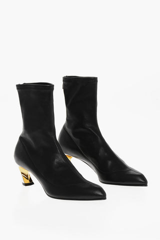 Stiefeletten aus Leder mit Statement-Absatz 6cm