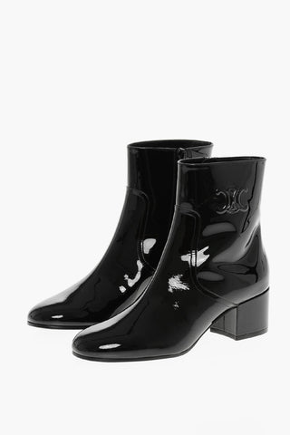 Patent Leather TRIOMPHE Booties with Embossed Logo 5cm