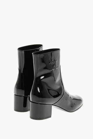 Patent Leather TRIOMPHE Booties with Embossed Logo 5cm