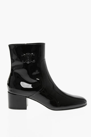 Patent Leather TRIOMPHE Booties with Embossed Logo 5cm