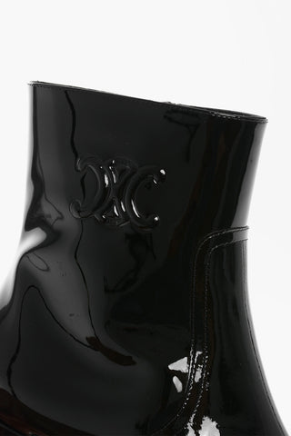 Patent Leather TRIOMPHE Booties with Embossed Logo 5cm