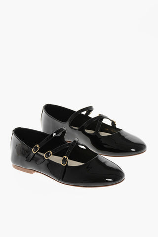 Patent Leather Ballet Flats with Criss Cross Straps