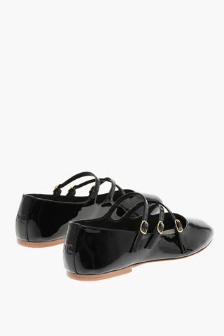 Patent Leather Ballet Flats with Criss Cross Straps