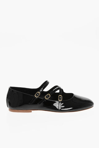 Patent Leather Ballet Flats with Criss Cross Straps