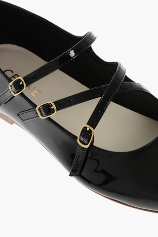 Patent Leather Ballet Flats with Criss Cross Straps