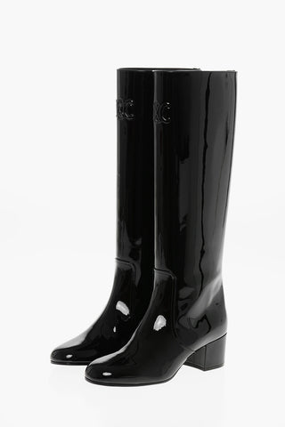 Patent Leather TRIOMPHE Boots with Embossed Logo 5cm