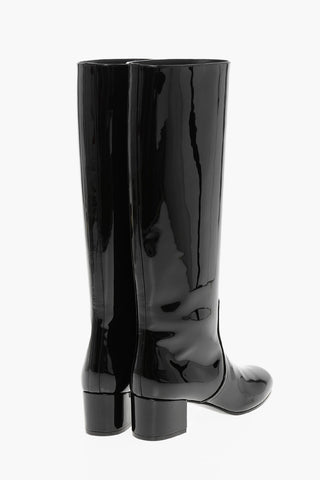 Patent Leather TRIOMPHE Boots with Embossed Logo 5cm