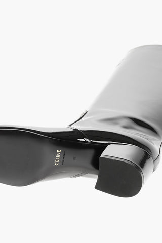 Patent Leather TRIOMPHE Boots with Embossed Logo 5cm