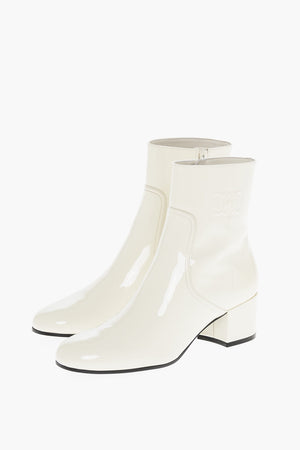 Patent Leather Ankle Boots TRIOMPHE With Embossed Logo 5cm