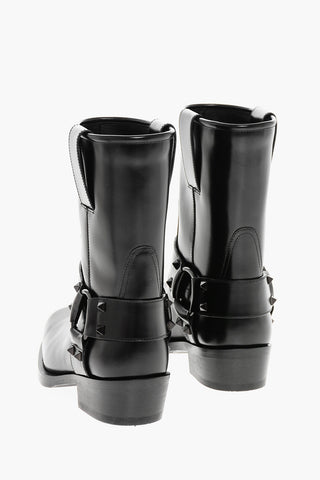 Leather ROCKSTUD Biker Booties 4cm