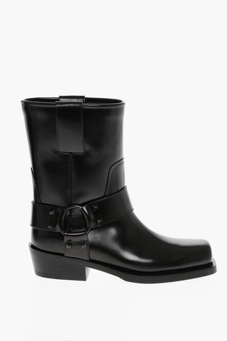Leather ROCKSTUD Biker Booties 4cm