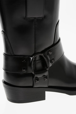 Leather ROCKSTUD Biker Booties 4cm