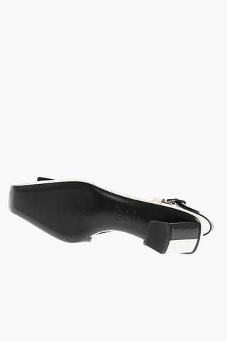 Slingbacks Bicolore in Vernice con Fibbia Frontale 5cm