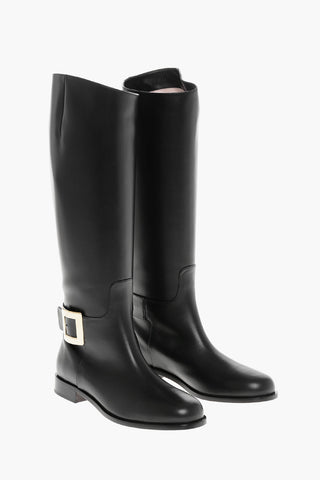 Under the Knee Biker Boots with Buckle