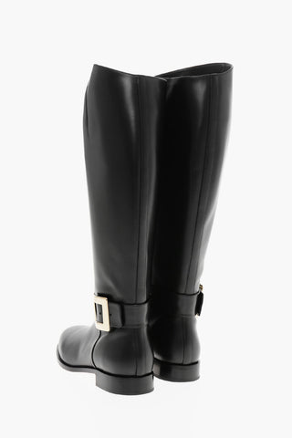 Under the Knee Biker Boots with Buckle