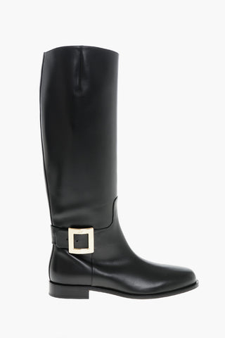 Under the Knee Biker Boots with Buckle
