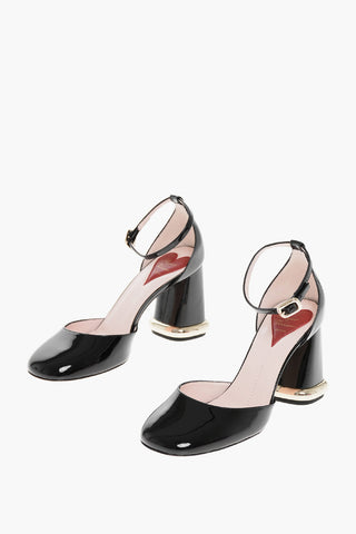 Patent Leather Pumps with Ankle Strap and Statement Heel 9cm