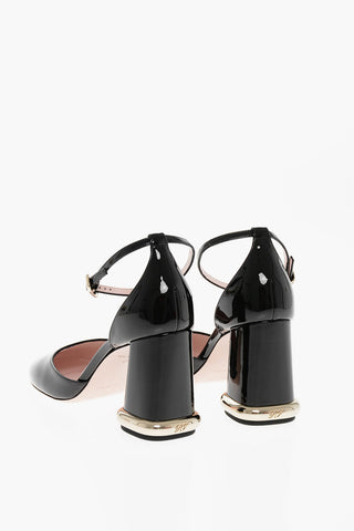 Patent Leather Pumps with Ankle Strap and Statement Heel 9cm