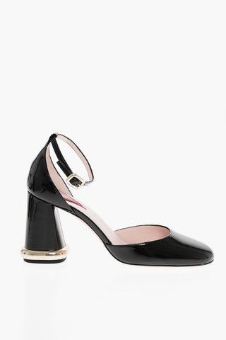 Patent Leather Pumps with Ankle Strap and Statement Heel 9cm