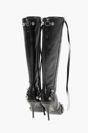 Stivali in Pelle Spazzolata CAGOLE con Borchie e Zip 10cm