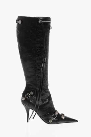 Stivali in Pelle Spazzolata CAGOLE con Borchie e Zip 10cm