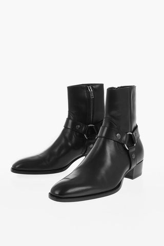 Leather Western Booties with Cuir Sole 4cm